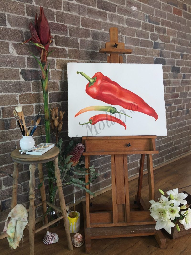 Red Pepper Chillies Easel